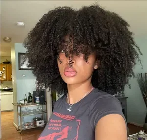 Human Hair Afro Kinky Curly Wigs with Bangs - Glueless Remy Brazilian Short Curly Wig with Baby Hair