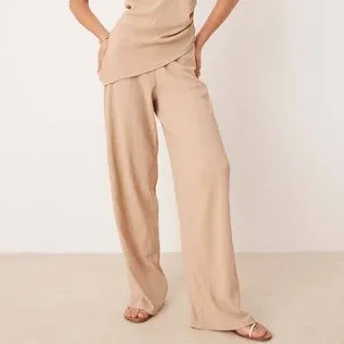 ASOS Design linear textured wide leg pants
