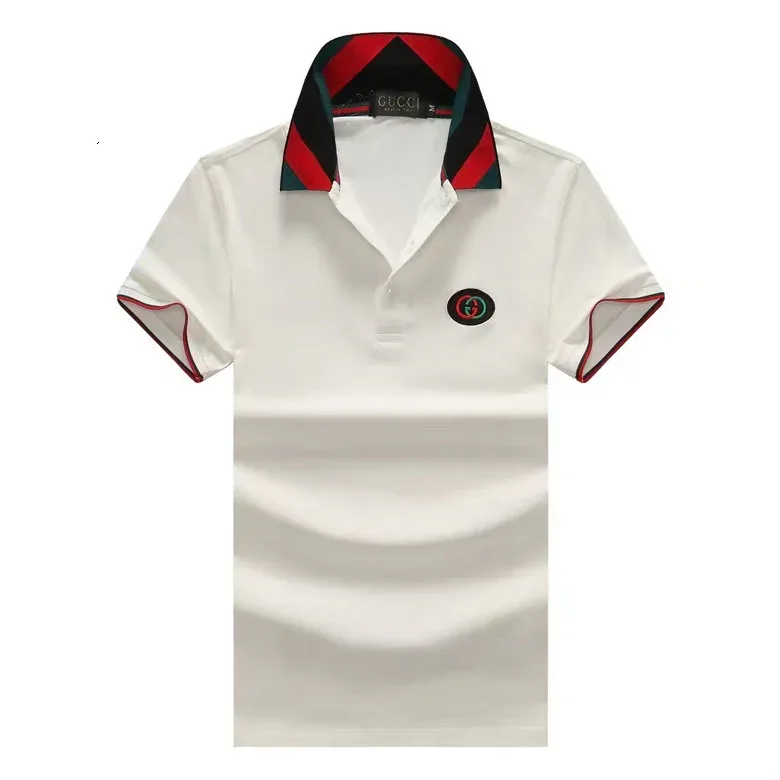 GG Buttoned Collar Polo Shirt|White