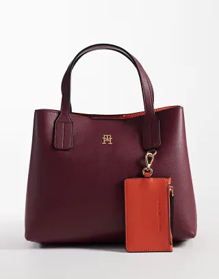 Tommy Hilfiger icon mini satchel with card holder in deep red