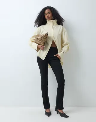 ASOS DESIGN skinny split hem jean in black