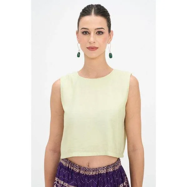 Virgio Women's Solid Viscose Boxy Crop Top