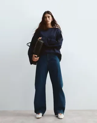 ARRANGE cotton oversized long sleeve T-shirt in navy