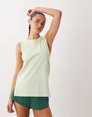 4505 Icon cotton dropped armholes tank top with quick dry finish in pistachio