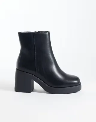 SEQWL Wide Fit Audi chunky ankle boots in black