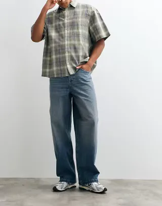 ASOS DESIGN baggy jeans in mid wash blue