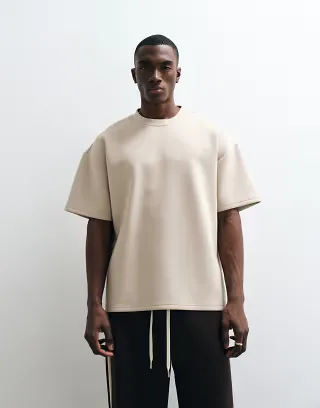 Cernucci oversized boxy-fit t-shirt in stone scuba-style fabric