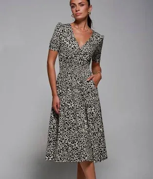 Jolie Moi Women's Ruched Waist Drawstring Sleeve Midi Dres