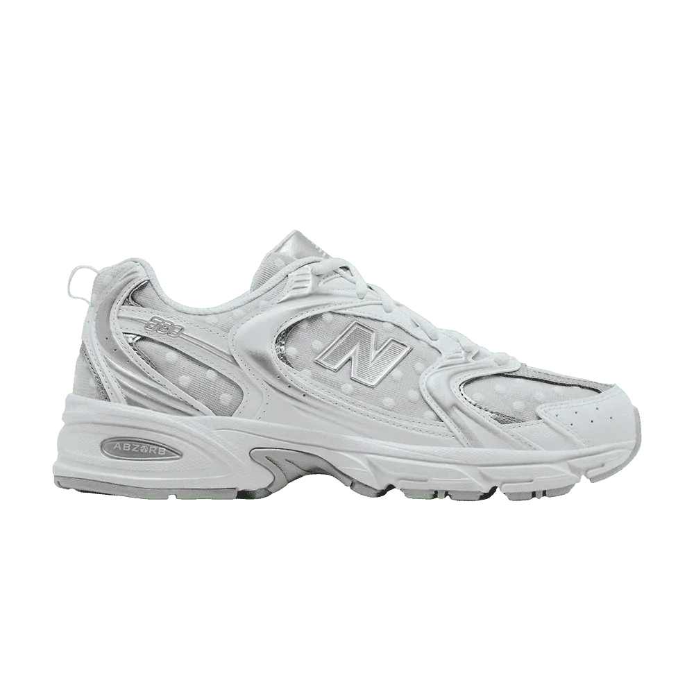 New Balance 530 White Silver Metallic Polka Dots