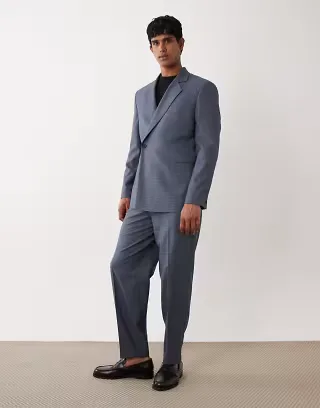 ASOS DESIGN oversized tapered suit in blue check
