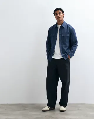 Mango denim overshirt in dark blue