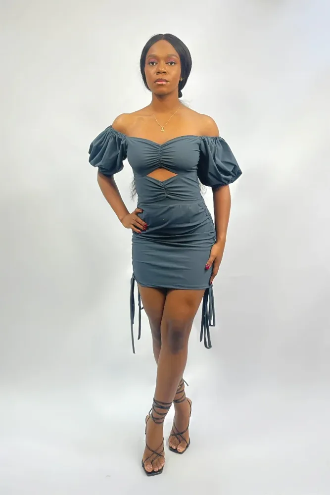 PUFF SLEEVE FRONT TWO SIDES RUCHED SET