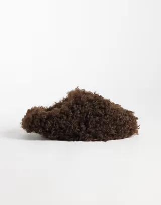 Loungeable longe mongolian faux fur shaggy slippers in chocolate brown