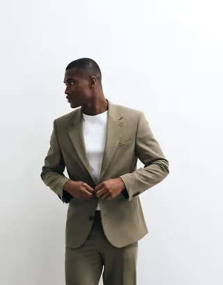 ASOS DESIGN FlexMax™ skinny suit jacket in olive green