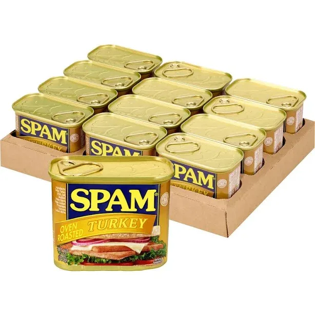 SPAM Turkey Canned Luncheon Meat 12 Ounce Pack 12 Low Fat High Protein | Pantry