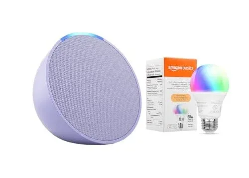 Echo Pop with Amazon Basics Smart Color Bulb
