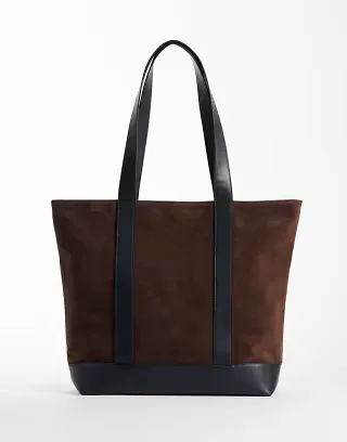 ASOS DESIGN faux suede tote bag in brown