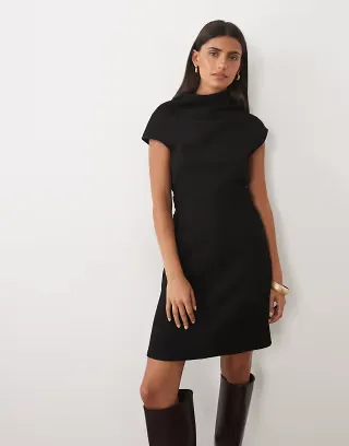 ASOS DESIGN supersoft asymmetric draped mini dress in charcoal gray