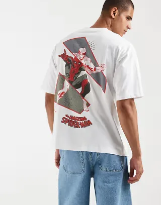 ASOS DESIGN oversized tee with The Amazing Spiderman print in white