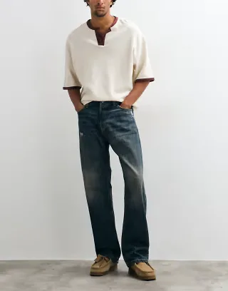Weekday Space relaxed fit straight jeans in dark blue