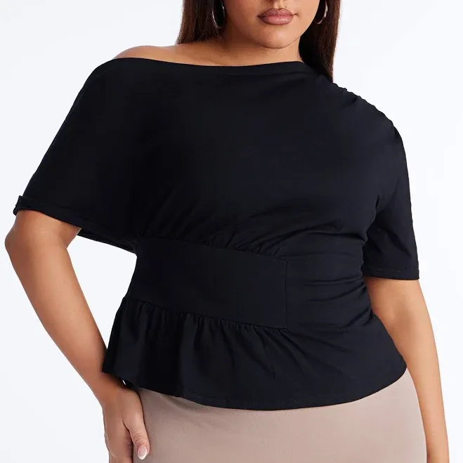 Fashion Nova Off Shoulder Ruched T-Shirt