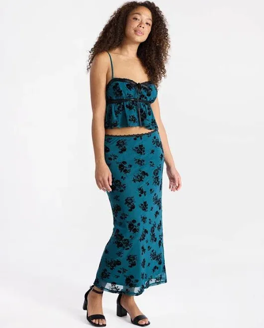 No Boundaries Satin Cami and Maxi Skirt Set