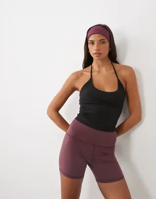 4505 soft touch halter neck cami with inner bra in black