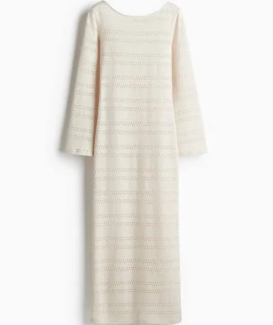 H&M Ladies Lacing-Detail Hole-Knit Dress