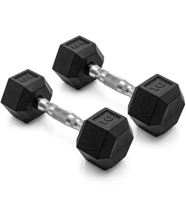 Set of 2 Hexagonal Dumbbells 10lb Each 4.5 kg Fitness Weights