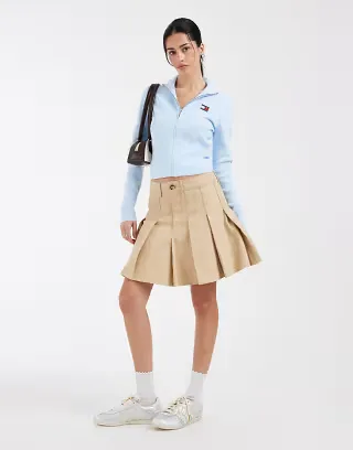 Tommy Jeans pleated mini skirt in beige