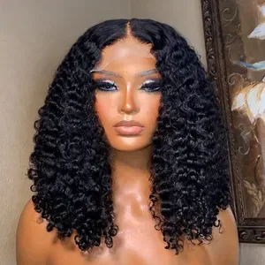 Brazilian Black Lace Front Glueless Wig 20 Inch Deep Wave Frontal Wig For Women 13x4 Natural Curly HD Lace Front Human H
