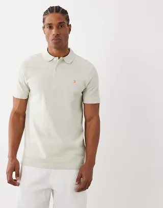 Farah Blanes short sleeve logo polo in light green