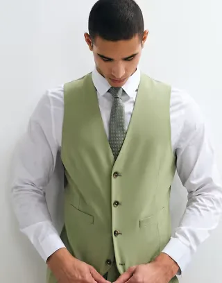 ASOS DESIGN slim suit vest in green