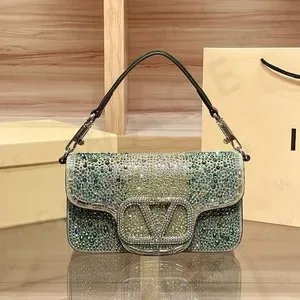 2026 Crystal Embellished Square Bag - Mini Crossbody Purse with Chain Shoulder Strap, Art Deco Clasp Evening Clutch, Con