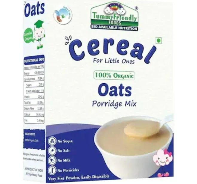 TummyFriendly Foods Certified Organic Oats Porridge Mix for 6 Months Old - 200 gm / Pack of 2