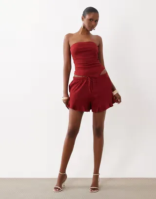 ASOS DESIGN mix & match cotton crinkle in red