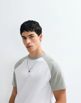ASOS DESIGN breatheMAX™ raglan T-shirt in white and light green