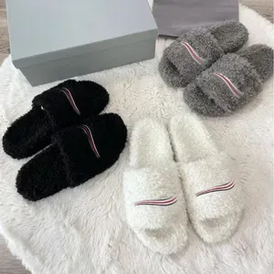 Women Men Fur Slides Furry Designer Slippers Fluffy Wool Mules Winter Warm Casual Indoor Outdoor Paris Luxury Comfortabl