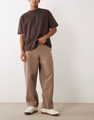 ASOS DESIGN loose trouser in tan