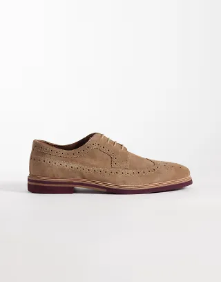 ASOS DESIGN lace up brogue shoes in stone suede