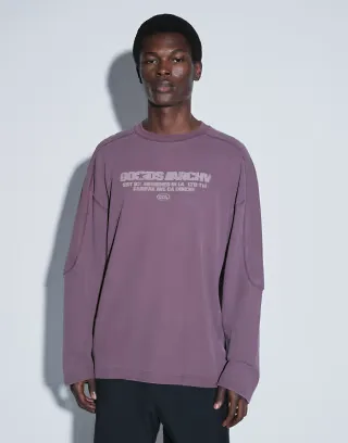 ASOS DESIGN heavyweight oversized long sleeve t-shirt with text graphic in brown