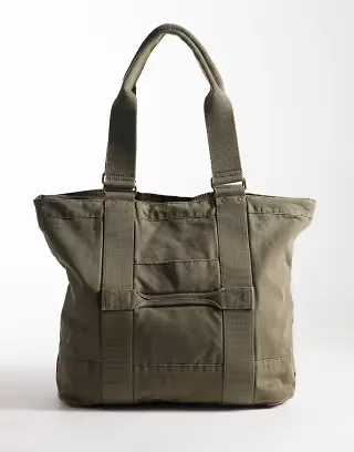 Weekday large canvas tote bag in washed khaki