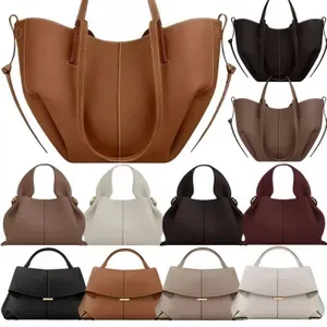 Polenneity Women's Soft Leather Half Moon Tote Bag, Large Capacity Shoulder Handbag, Minimalist Top Handle Purse, Solid