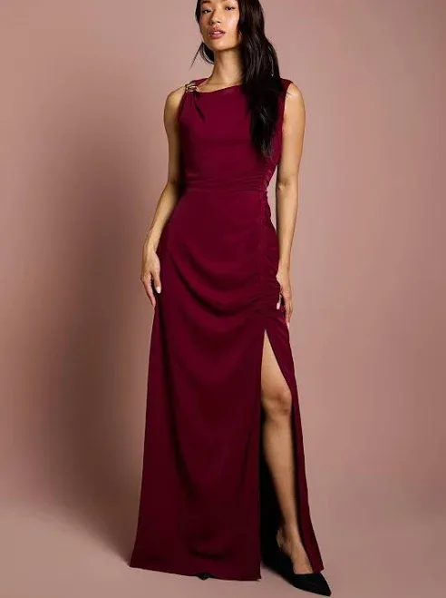 Coast Women's Sleeveless Ruched Maxi Dress With Buckle Detail