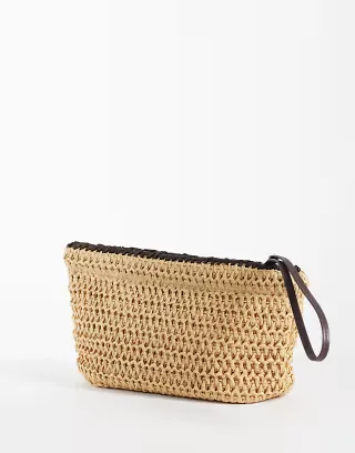 Mango raffia pouch in beige