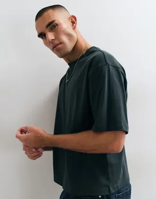 ASOS DESIGN super heavyweight boxy oversized t-shirt in dark green