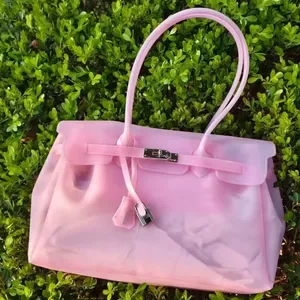 Solid Color Jelly Bag Fashionable Transparent Large Capacity Single Shoulder Handbag