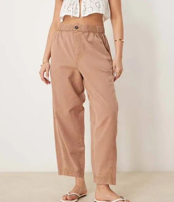 ASOS Design Cropped Washed Linen Pants