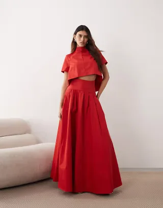 ARRANGE pleated maxi skirt in red - part of a set