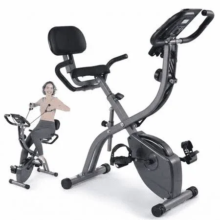 Maxkare Folding Magnetic Upright Exercise Bike with Pulse Sensor LCD Monitor Indoor Cycling Bike Stationary Bike Recumbe